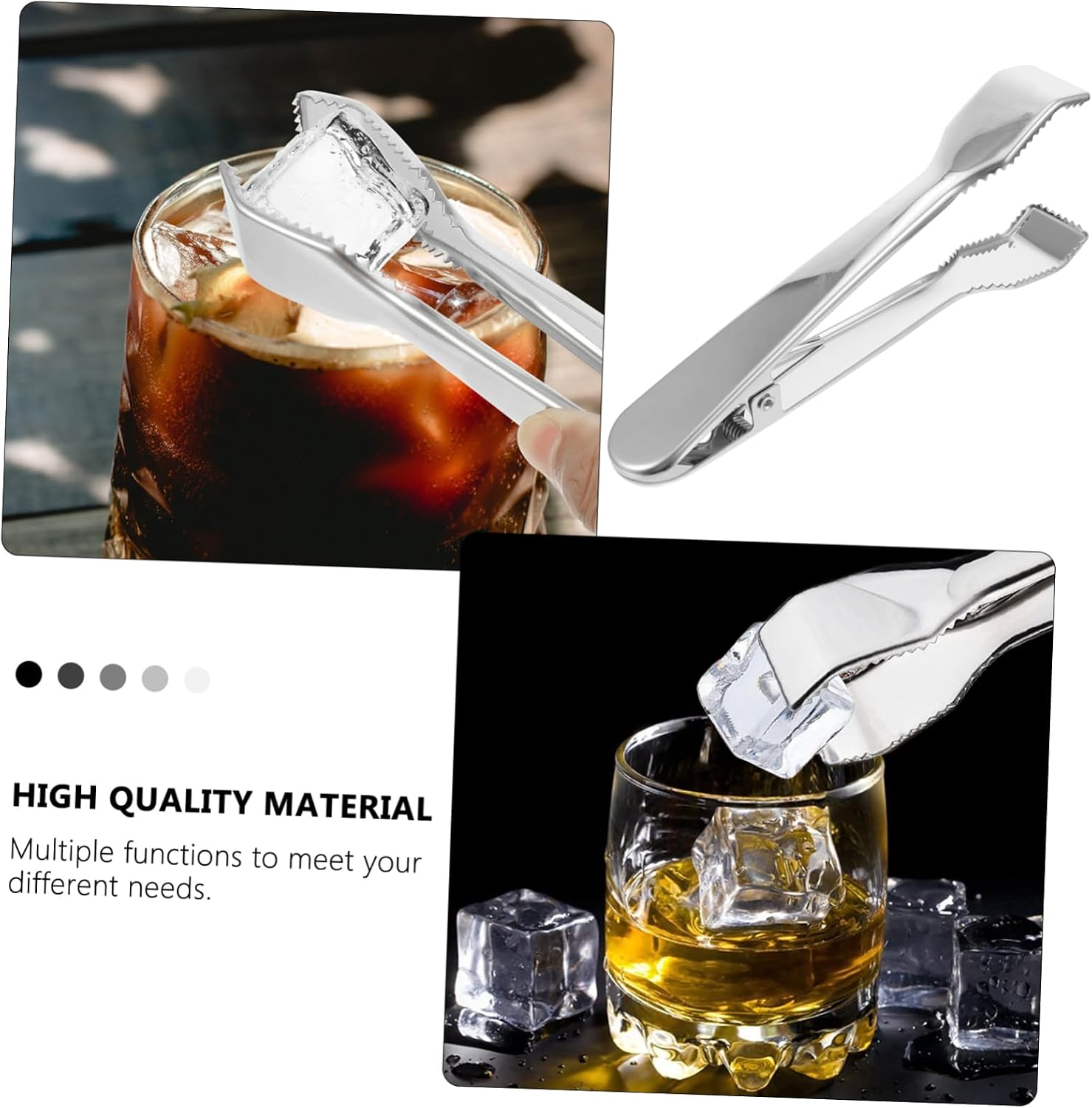 1pc Multifunctional Stainless Steel Ice Clip Edge for Bars and Restaurants Lightweight Food Clamp for Ice and Mirror Finish Comfortable Grip