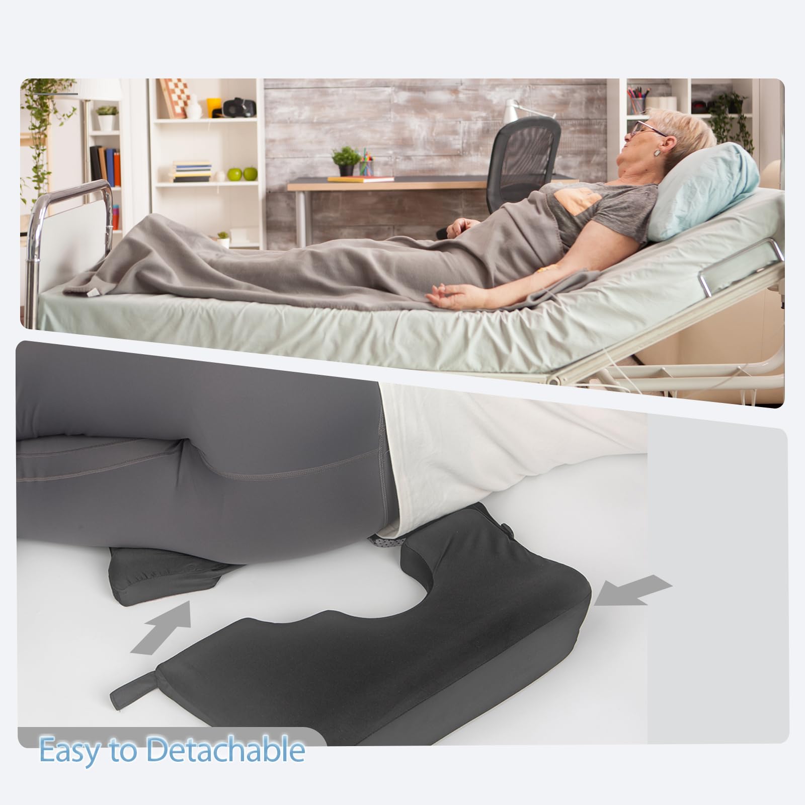 Cojín de espuma viscoelástica para personas impulsadas por cama, cojín de alivio de presión para dormir y sentarse, cojín de asiento de espuma viscoelástica para aliviar las llagas de cama y la fatiga