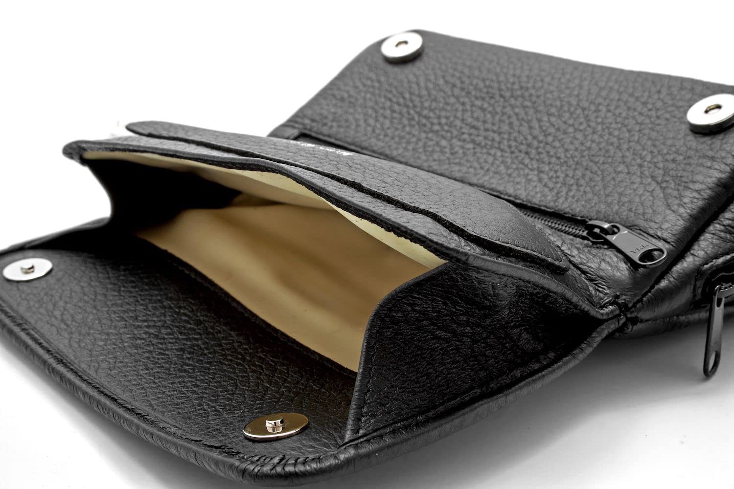 Deer K28 XL Combo Pipe / Combo Pouch - Finnish Deer Leather Black - Tobacco & Accessory Compartment - Rubber Lining - Made in Germany (Pack of 2)