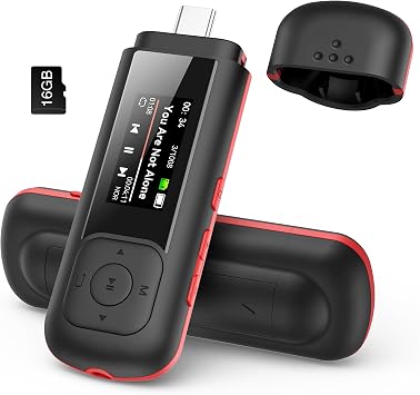 AGPTEK 16GB USB C MP3 Player, A55S 2 in 1 Type-C & USB Stick Music Player
