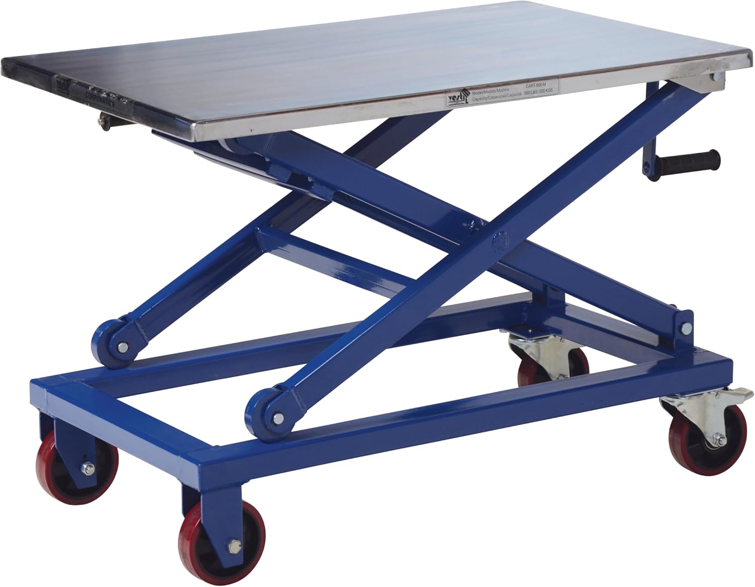 Vestil CART-660-M Steel Mechanical Scissor Cart 37 In. x 23-1/2 In. 660 Lb. Capacity Blue/Silver