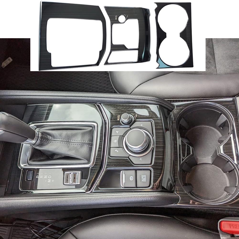 AOKIO Interior Center Console Gear Shift Panel Cover Trim for Mazda CX-5 CX5 Accessories 2017 2018 2019 2020 2021 2022 2023 2024 2025 (Stainless Black