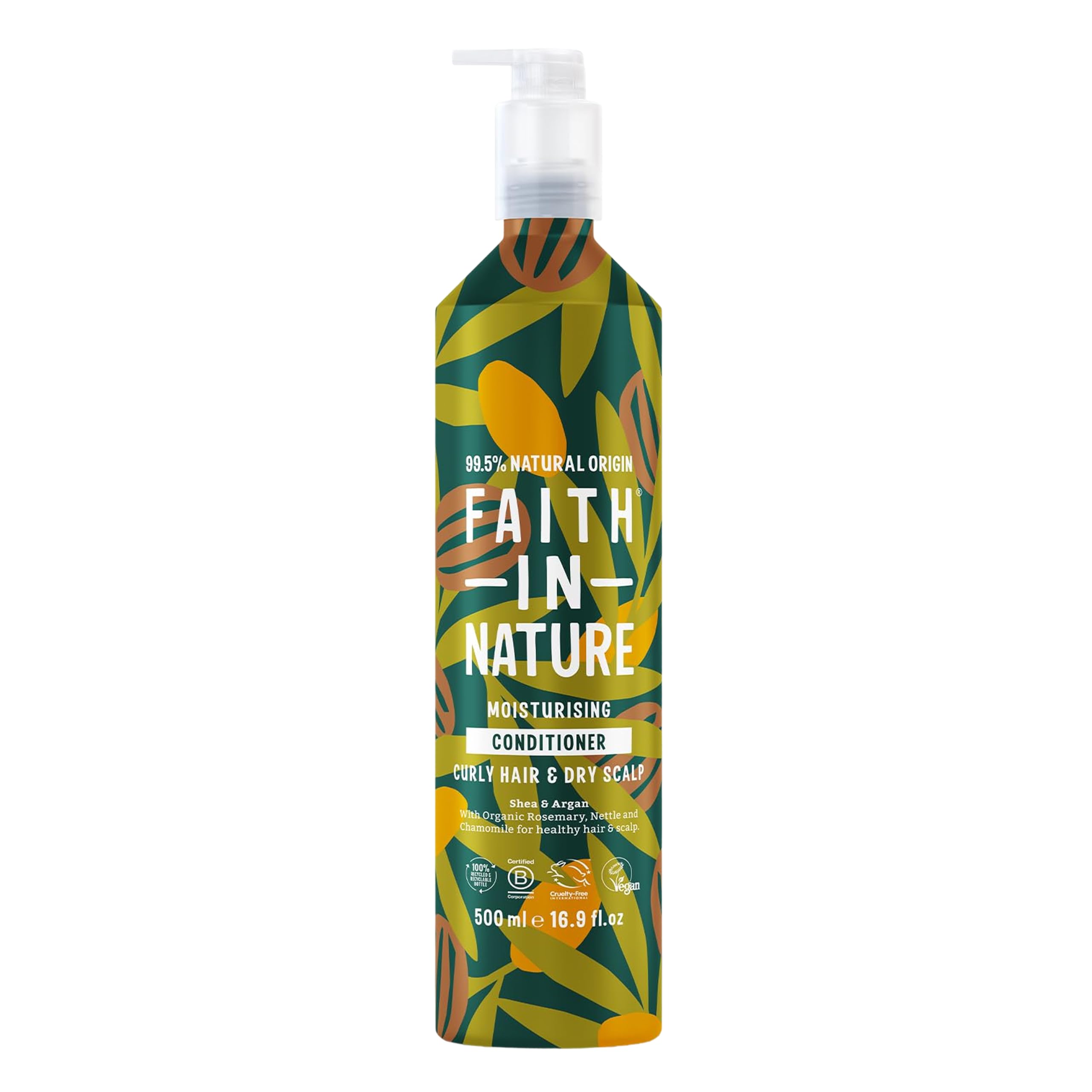Faith In Nature 500ml Metal Bottle Natural Shea & Argan Conditioner, Moisturising for Curly Hair & Dry Scalp, Vegan & Cruelty Free, No SLS, Silicones or Parabens