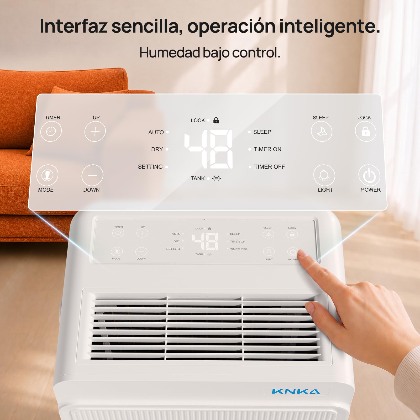 KNKA Deshumidificador 25L/día Desumidifador Tres Modos de Funcionamiento | Dehumidifier for Home Depósito 4,0L, deshumidificación potente y silenciosa, cubre hasta 125 m³ (50 m²). Blanco.