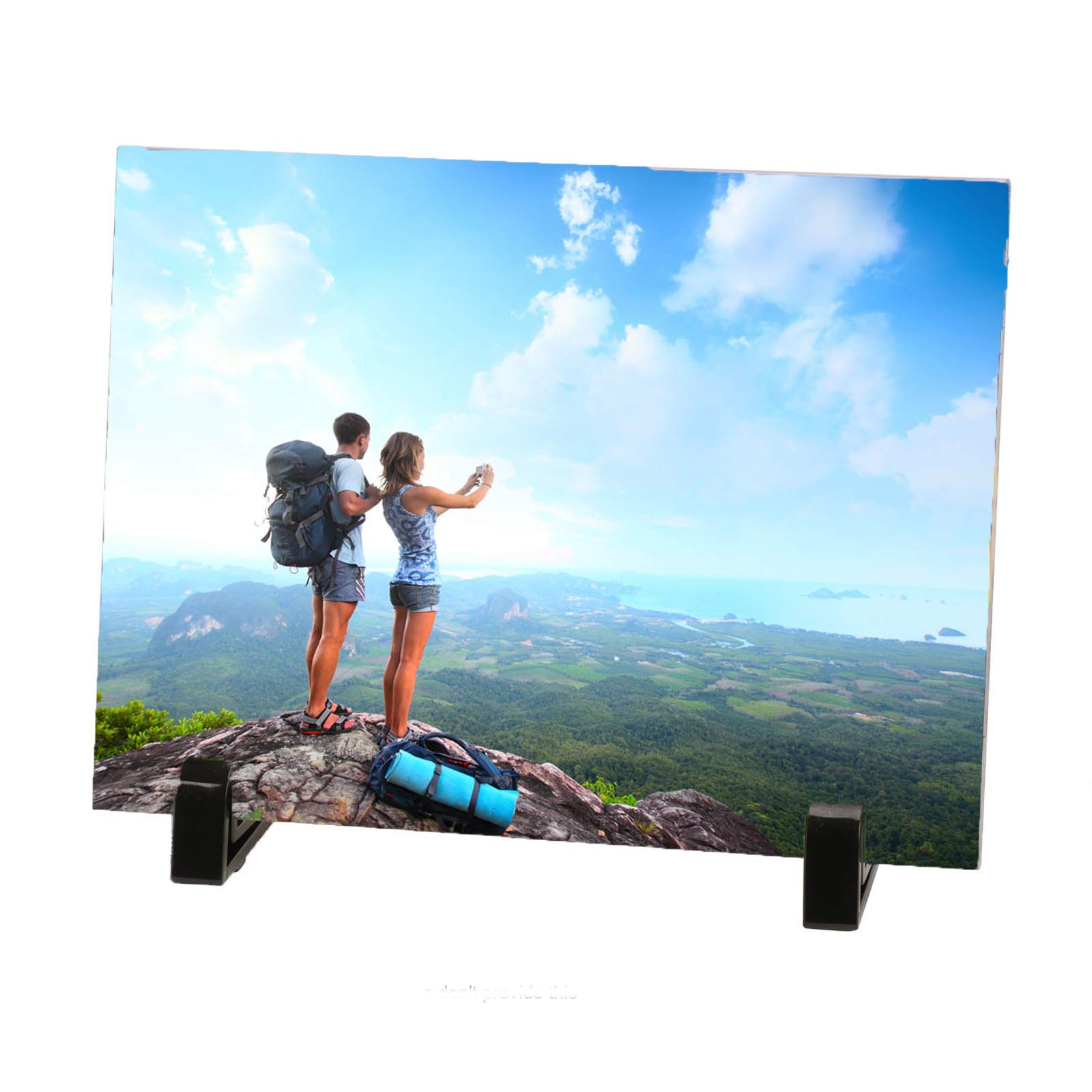 Moonlove Personalized Photo Ceramic Tile Creative Photo Frame DIY Plaque Photo Print,Desktop Rectangle Picture Frames W/Stands,Custom Decor Wall Tile for Bathroom Bedroom Living Room Kitchen