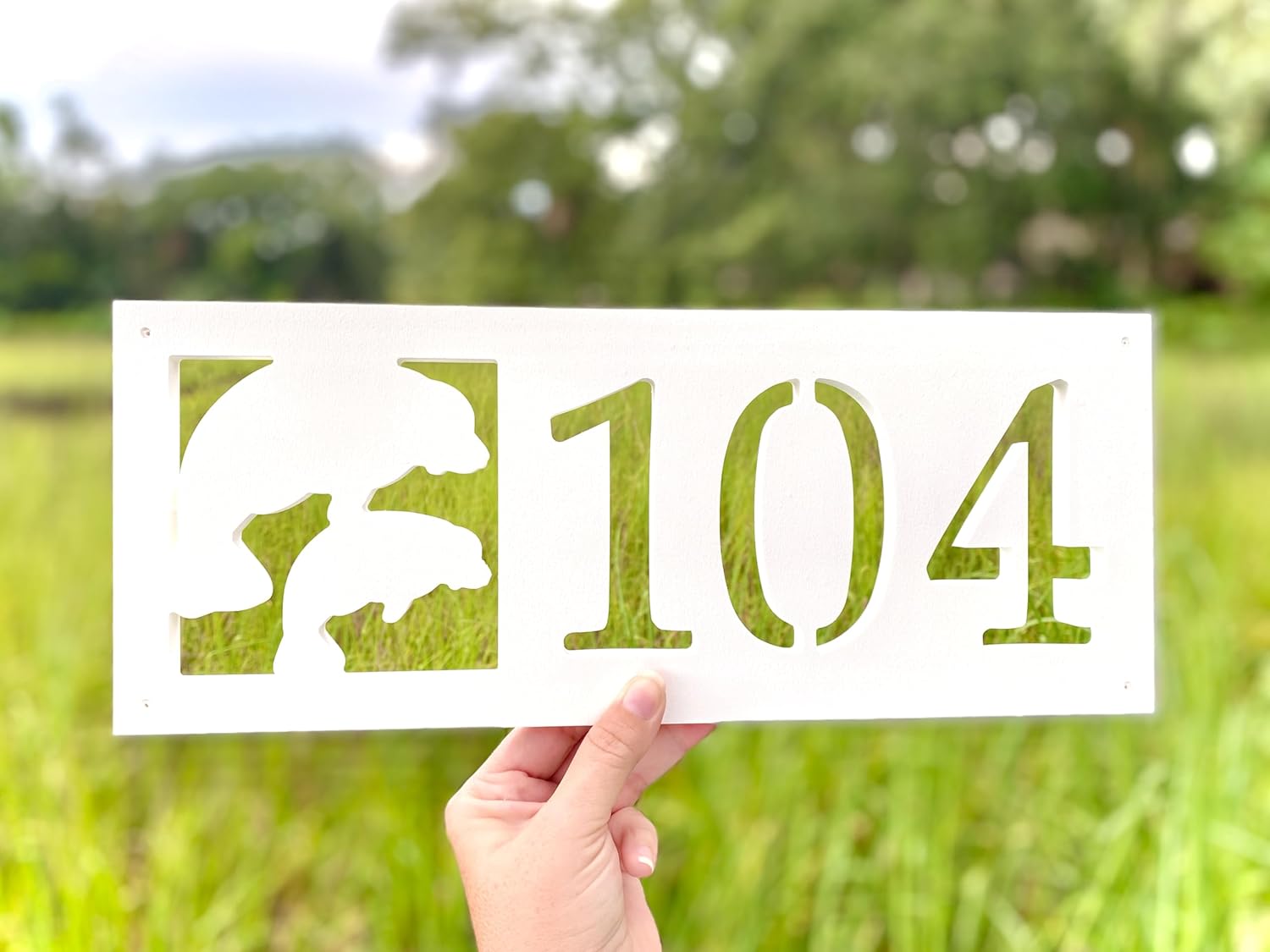 Weatherproof Manatee Address Sign, Horizontal Coastal House Numbers, Exterior Florida Home Decor, River Home Address Plaque, Outdoor Manatee with Calf Art
