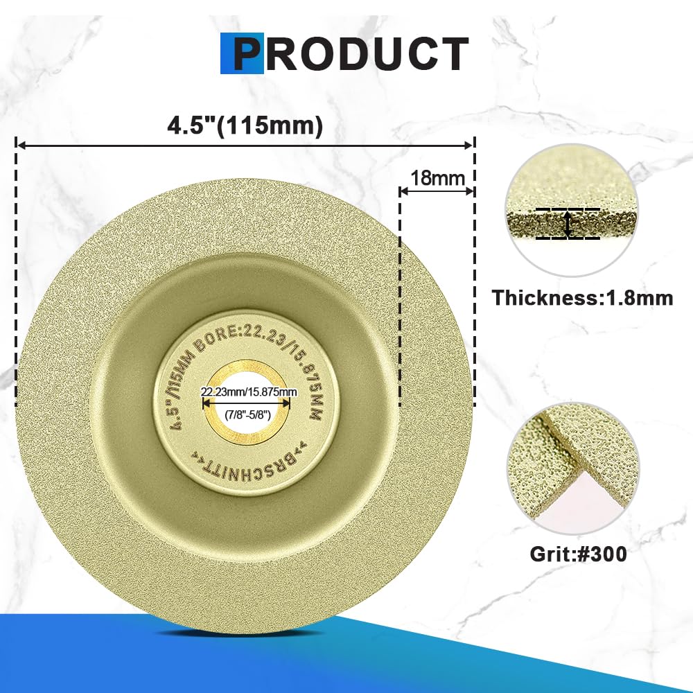 Diamond Grinding Cup Wheel-5pcs 4-1/2 Inch for Dekton Porcelain Tile Ceramic Glass Granite Marble Grinding Disc Fits 7/8-5/8 Inch Arbor 115mm