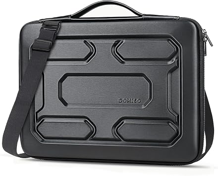 DOMISO 15.6 inch Laptop Sleeve Shoulder Bag Shockproof Computer Bag Waterproof EVA Protective Carrying Case for 15.6" Lenovo Yoga 720 IdeaPad 310 320 ThinkPad T570/Dell Inspiron 15/HP Envy 15, Black