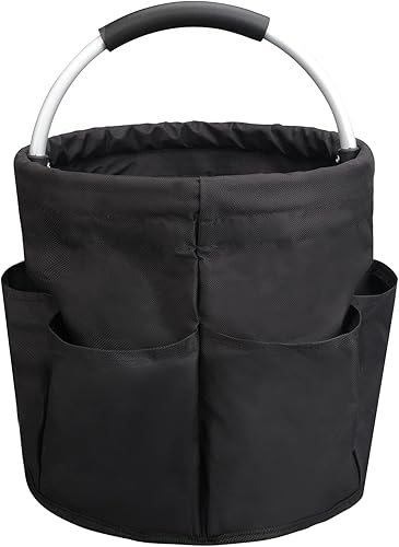 Organizador de ducha negro portátil con 8 bolsillos bolsa de viaje de gran capacidad para baño universidad dormitorio playa