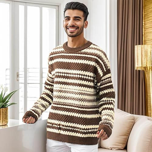 Miniatura 6 de Otoño e Invierno Nueva Flor Cuello Redondo Suéter De Los Hombres Hogar Suelto Juventud Casual Punto Inferior Camisa De Invierno