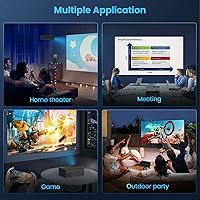 Vista 7 de 【28000 lúmenes de alta luminosidad】Proyector con WiFi 5G y Bluetooth, proyector de cine al aire libre mejorado compatible con 4K, zoom máximo