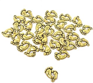 Homeford Small Baby Footprint Metal Charms, 3/4-Inch, 30-Count (Gold)