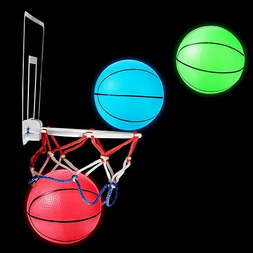 Miniatura 4 de 6 piezas que brillan en la oscuridad mini baloncesto con bomba para mini aro de baloncesto medianoche colorido mini baloncesto interior al aire