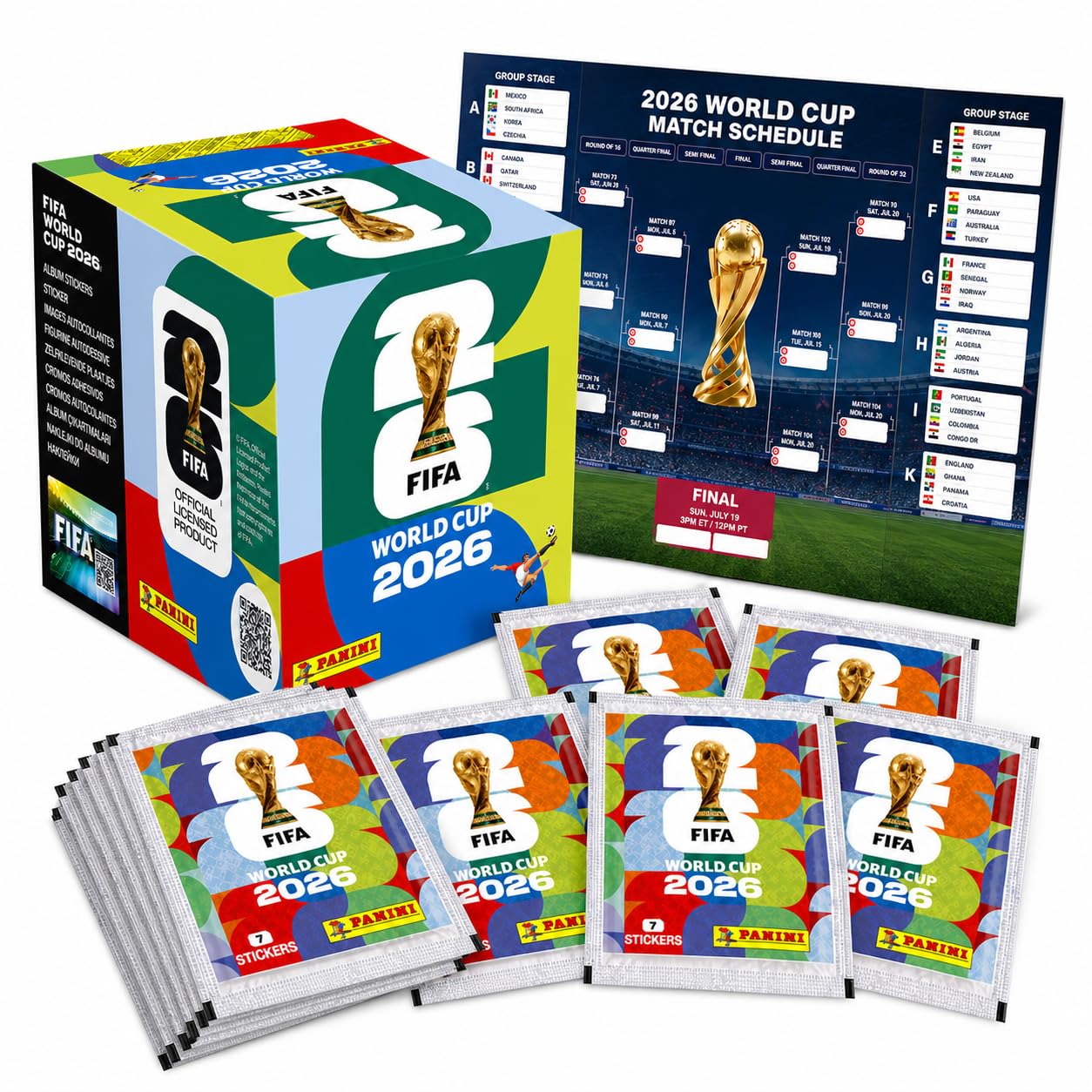 Panini World Cup 2026 Sticker & Plan Set - World Cup 2026 - Football - with Game Plan (50 Bags / 350 Stickers Single Bags)