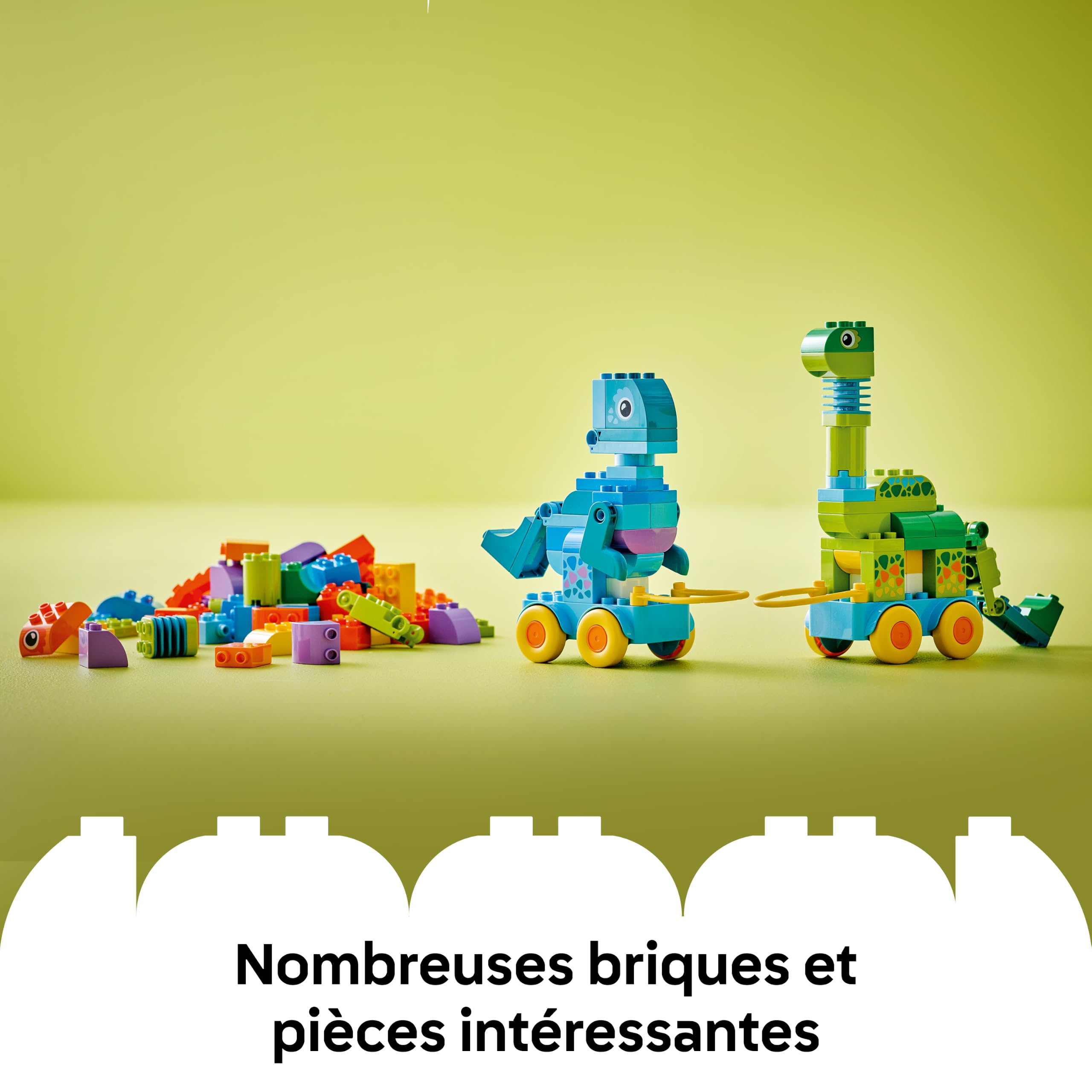 LEGO Duplo Ma Ville Dinosaures sur Roues 3-en-1 Jeu Éducatif pour Fille ou garçon 3 Ans - Diplodocus, T-Rex, tricératops & stégosaure ou ptéranodon & Parasaurolophus - Figurines de Dinosaures 10451