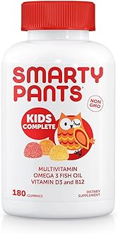 SmartyPants Kids Complete Daily Gummy Vitamins, Gluten Free, Multivitamin & Omega 3 Fish OilDHA/EPA Fatty Acids (180 Count)
