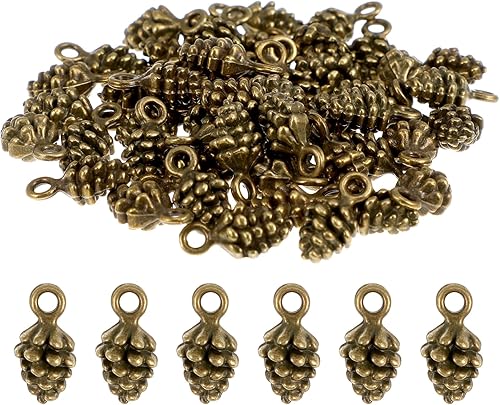 EXCEART 50 dijes de Navidad vintage de metal con cono de pino, colgantes, accesorios de bricolaje, suministros de fabricación de joyas para Navidad,