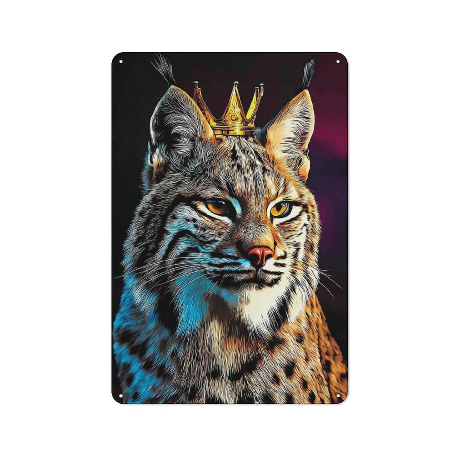 Junmoney Royal Bobcat Majesty -2 Shed Style Metal Wall Decor 30X20cm, Tin Sign For Conservatory, Home Bar Or Utility Room