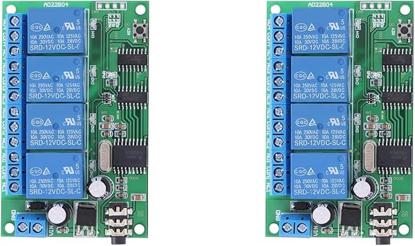 2PCS AD22B04 12V 4 Channel DTMF Audio Decoding Relay Control Commands Modifiable Remote Control Module