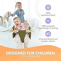 Vista 2 de CaTeam - Columpio de lona para bebé, silla de asiento colgante de madera con cinturón de seguridad, silla hamaca de bebé duradera, columpio