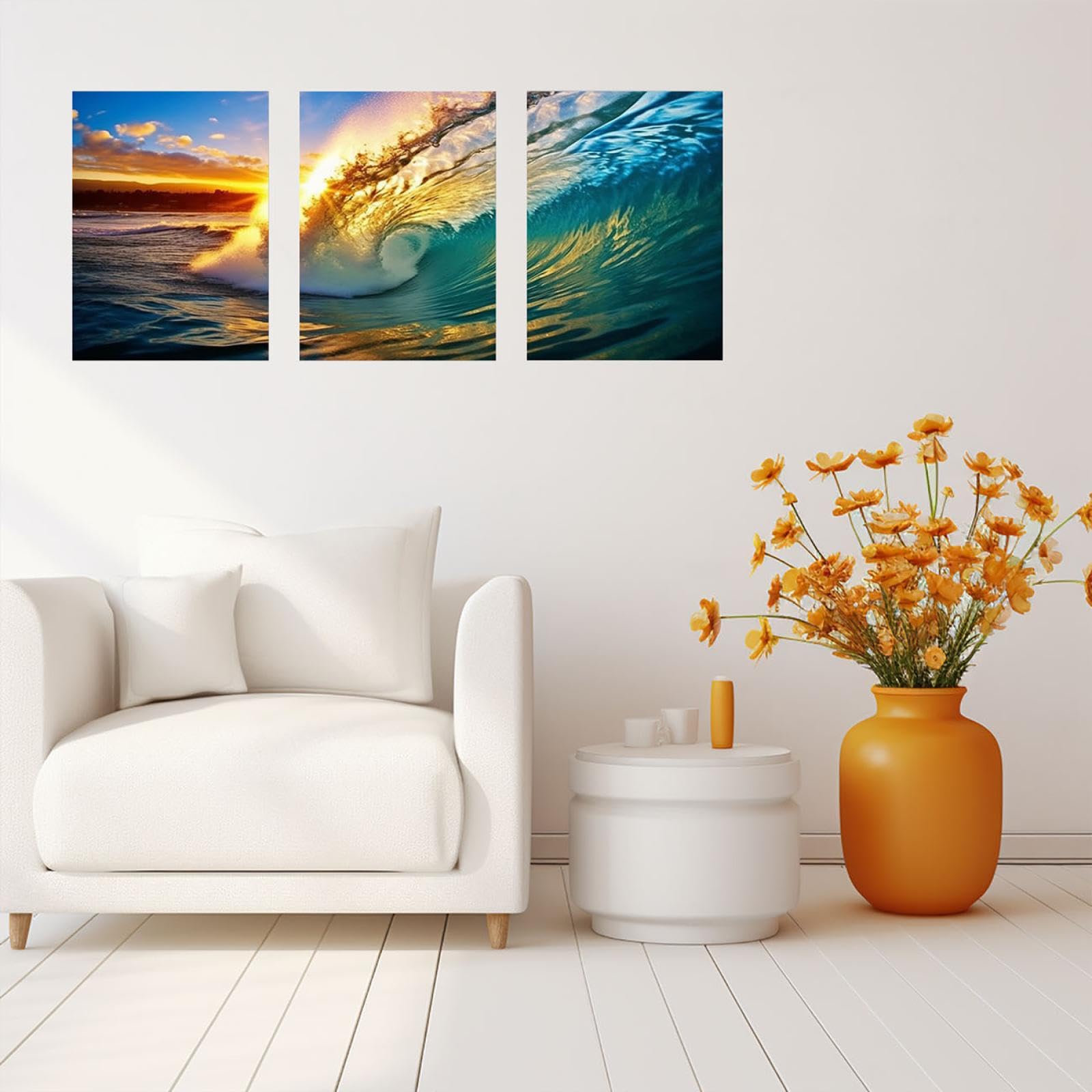 Amazon.co.jp: CcacHe 海 3枚 はじめての絵画 キャンバス, 夕日の海岸