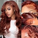 KEKEYY 20Inch Reddish Brown Lace Front Wigs Human Hair Pre Plucked 200% Density 13x4 Body Wave Lace Frontal Wigs Human Hair