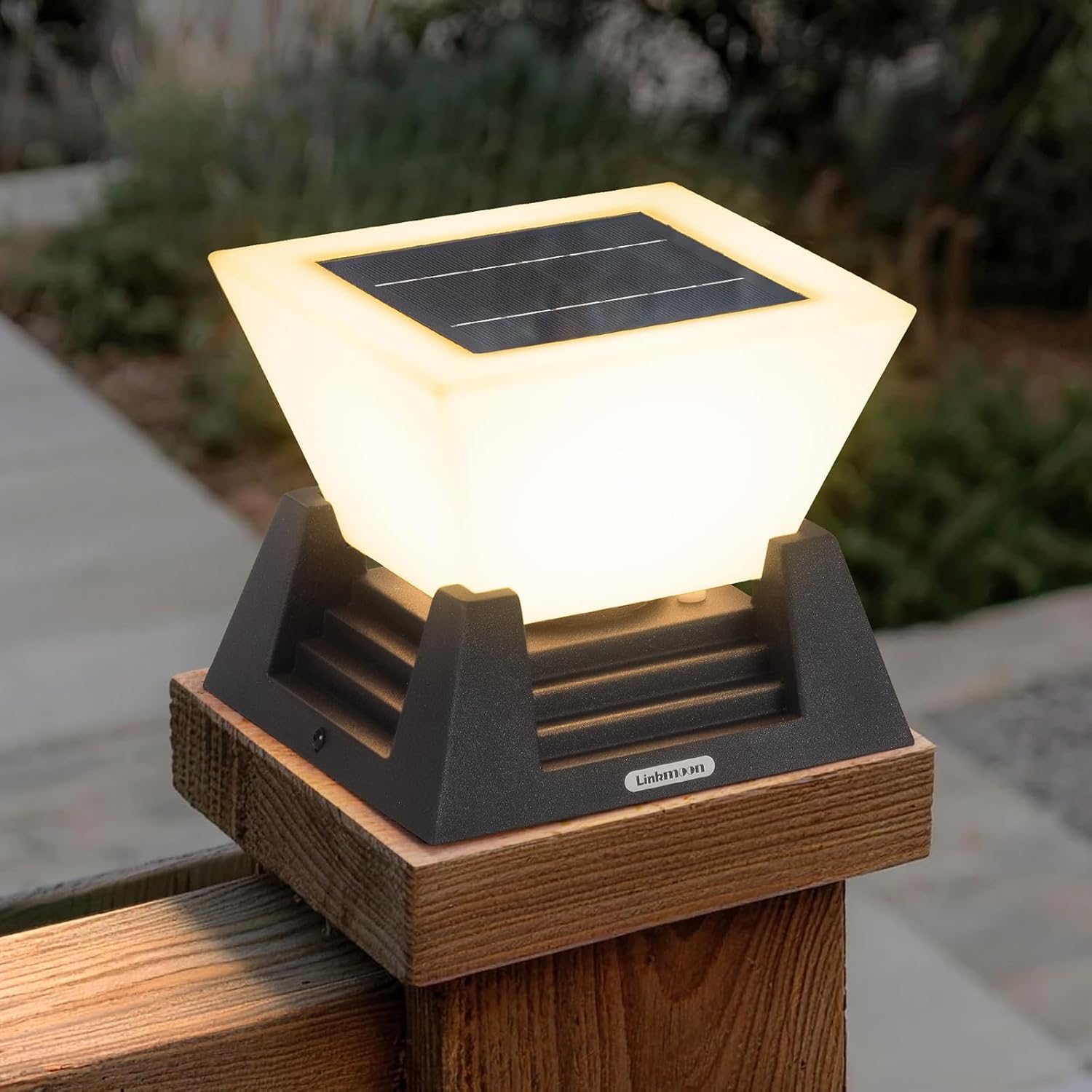 Solar Post Lights, 11'' Pillar Light Fixture, Waterproof Dusk to Dawn Fence Column Lantern, 3000K LED Outdoor Column Lights, Post Cap Lamp Outdoor Lighting for Patio Garden Driveway Deck Yard