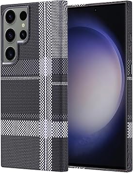 Case Compatible with Kilifplus Samsung Galaxy S23 Ultra Carbon Fiber Look Next Cover with Magsafe Charging Feature [Fully Compatible, Carbon Fiber Look]] - Gray-Black