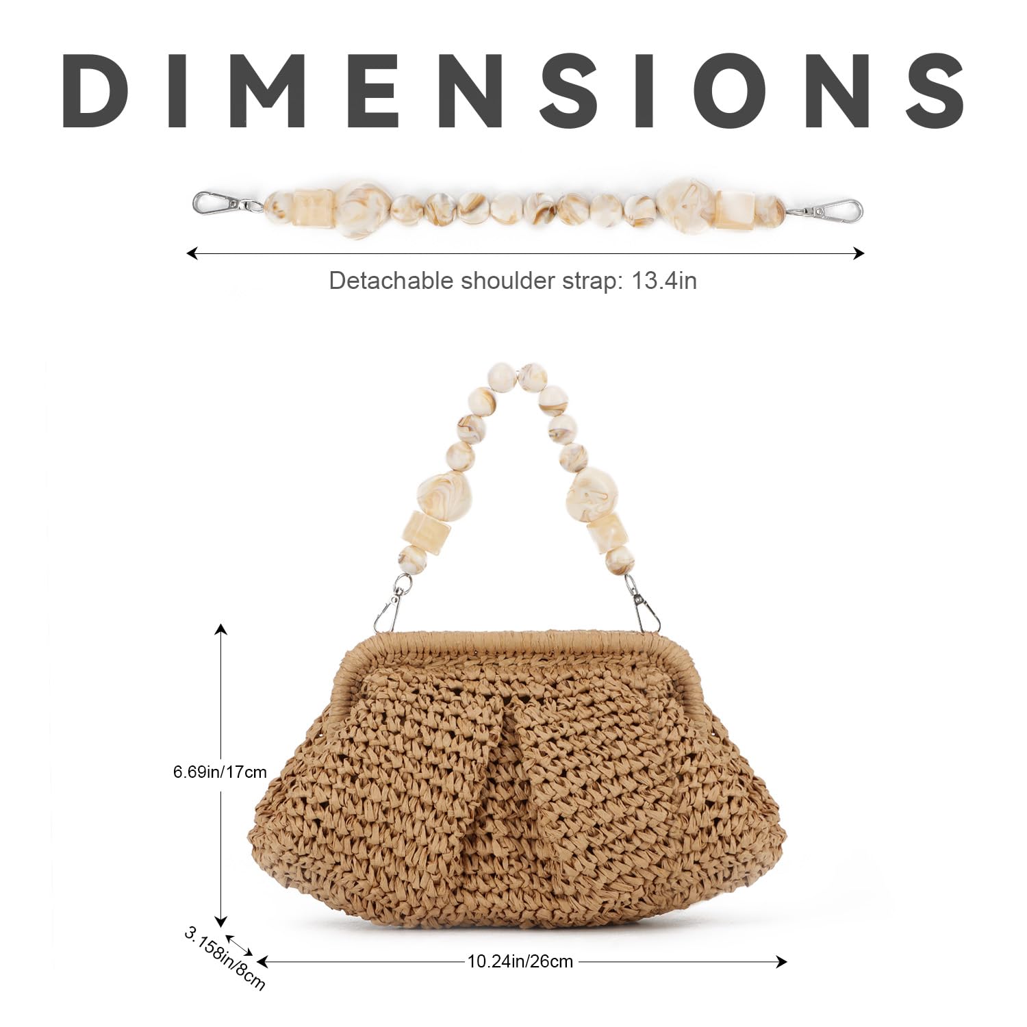 Bolso de mano de paja para mujer, bolso de mano de paja tejida para mujer, bolsa de playa de verano, bolso de mano de mimbre