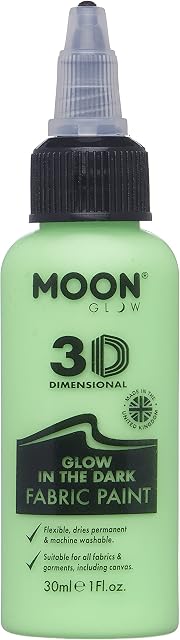 Moon Glow - Glow in the Dark 3D Fabric Paint - 30ml - Green - Textile paint for clothes, t-shirts, bags, shoes & canvas