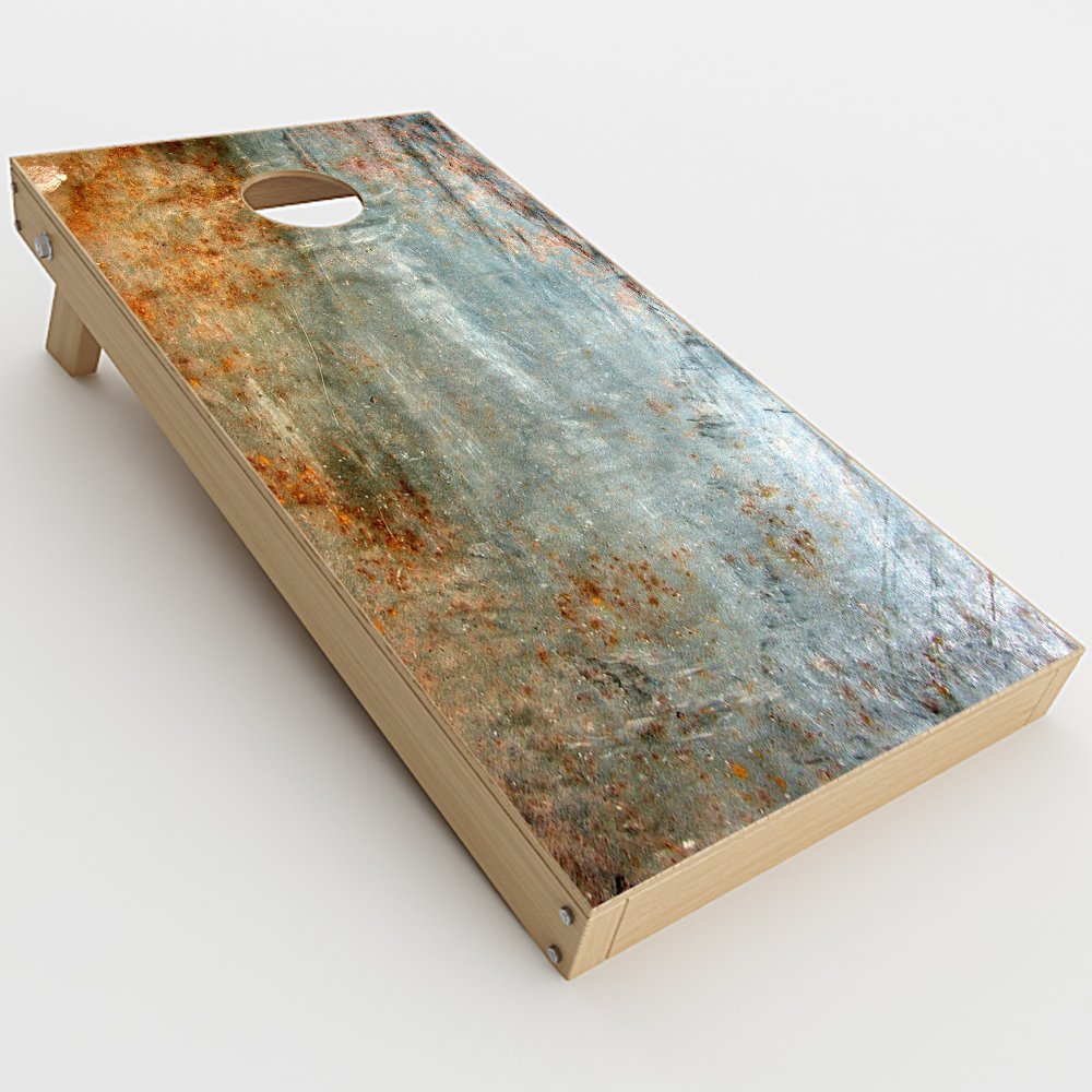 itsaskin Skin Decal Vinyl Wrap for Cornhole Game Board Bag Toss (2xpcs.) Skins Stickers Cover/Rusted Steel Metal Plate Grey