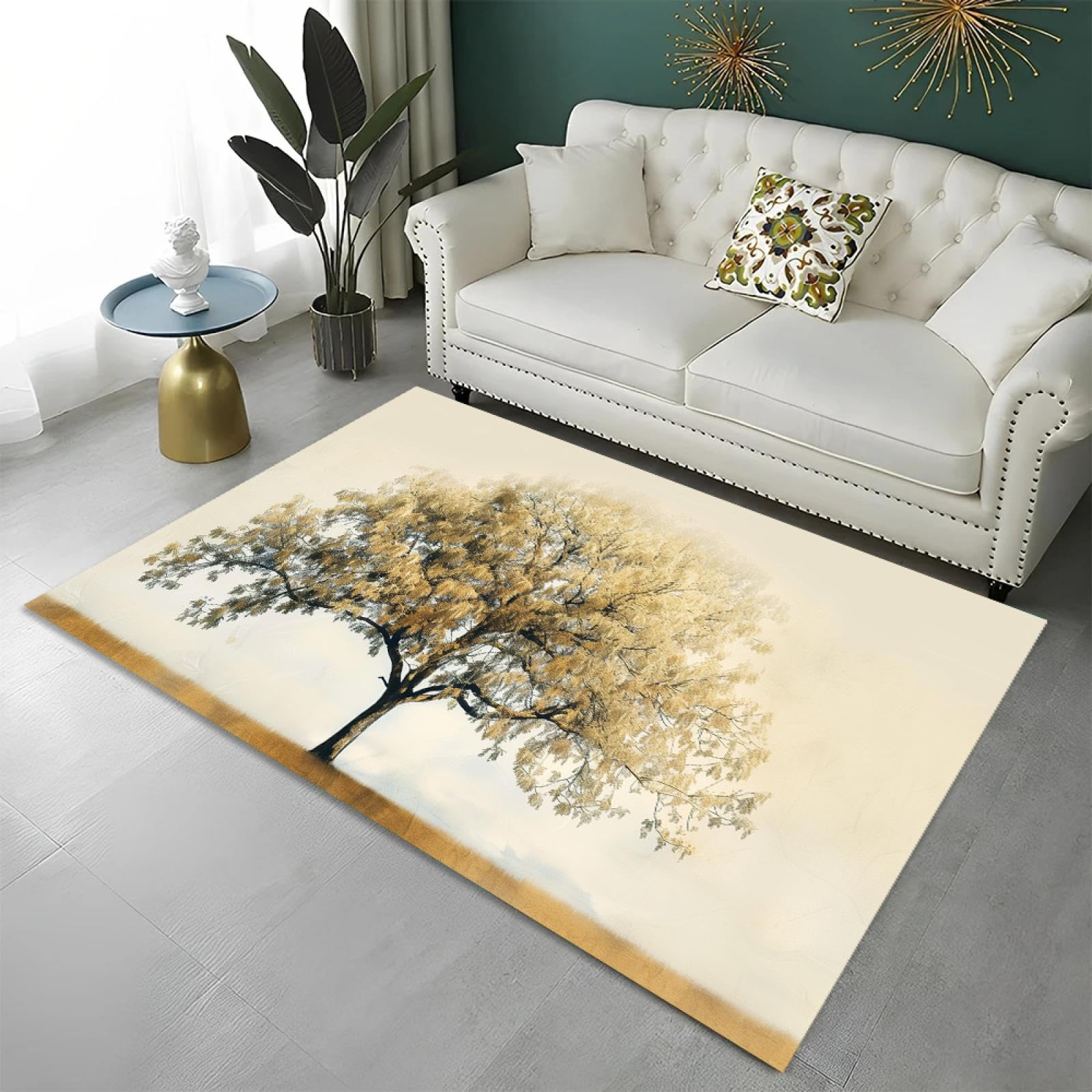 Tapis de peinture abstraite d'arbre coloré absorbant pour sol humide de salle de bain