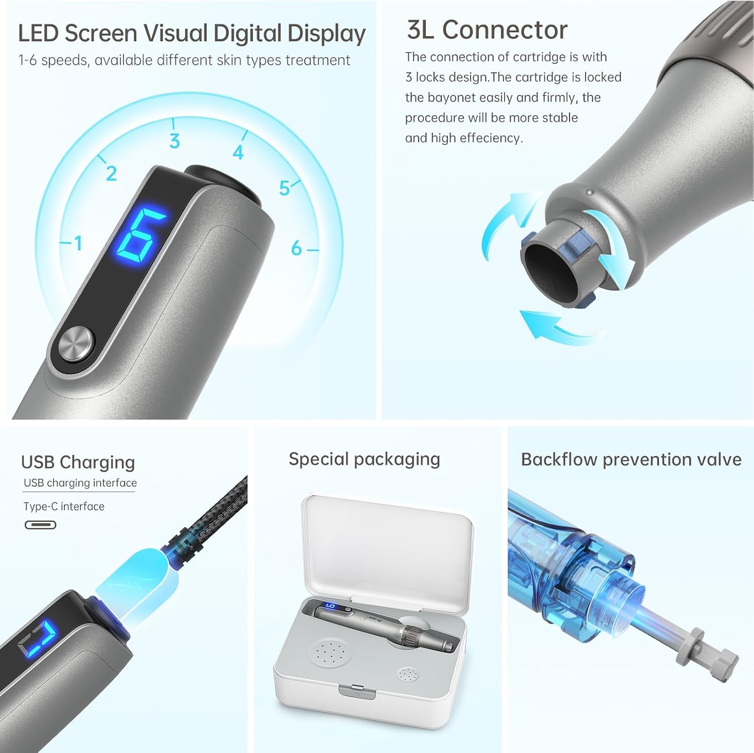 Dr.Pen M8S Microneedling Pen - Kit di strumenti per la cura della pelle, per anti-invecchiamento, cicatrici da acne, rughe, con 5 pezzi a 18 pin + 5 cartucce a 36 pin