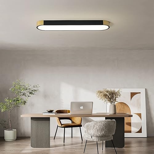 Miniatura 5 de Tioolo Luces de Techo LED Regulables Modernas de Acrílico Lineales Lámpara de Techo LED de 2.3 Pies Montaje Semiempotrado Forma Envolvente Accesorio
