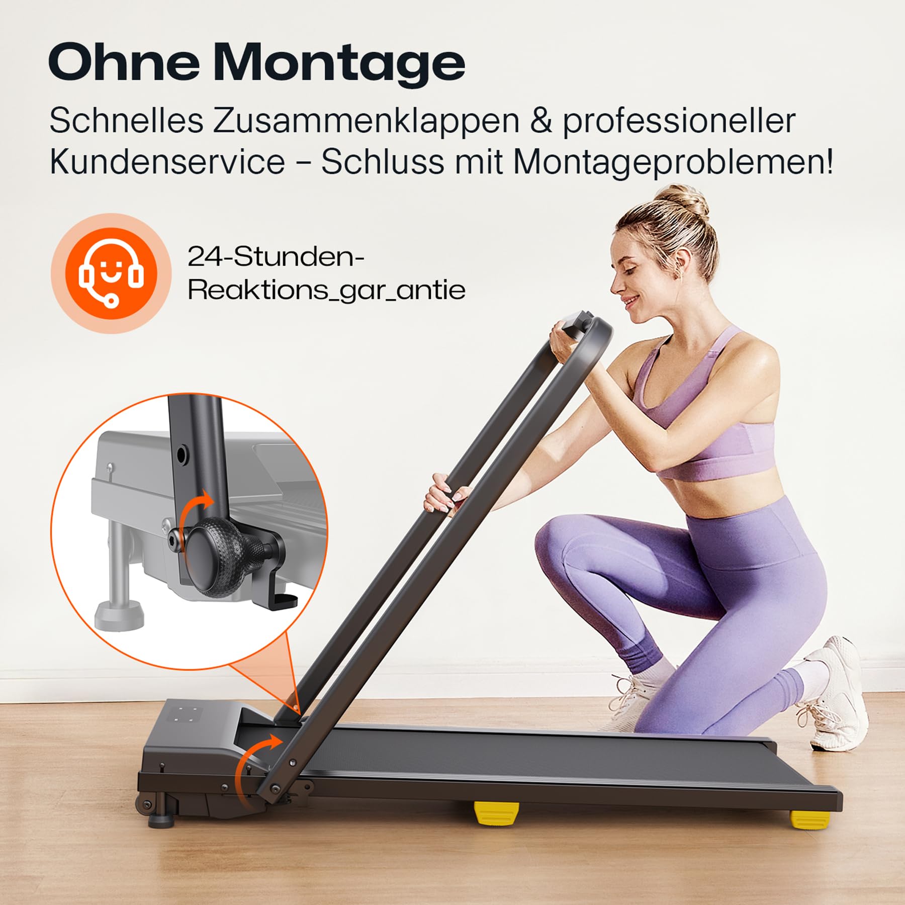 UREVO Tapis de marche avec inclinaison de 9 %, tapis de course silencieux avec absorption des chocs à six points, 2,5 chevaux de puissance pour la maison/le bureau, télécommande, pas de montage