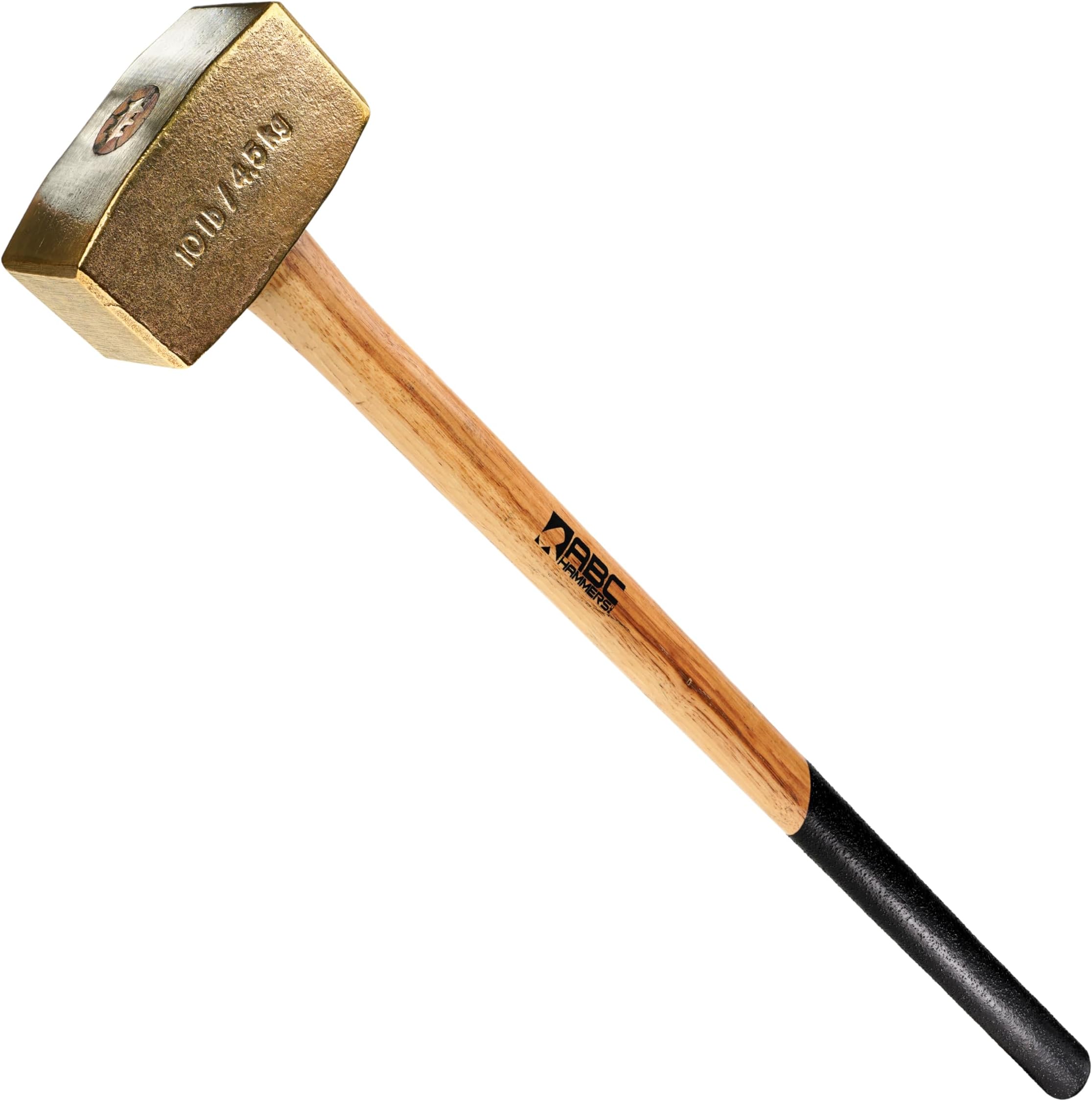 Brass Sledge Hammer - 10 lb. USA Made Non-Sparking Hammer with 32" Wood Handle & Double Faced Head - ABC10BW