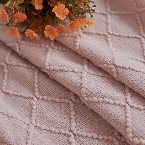 Miniatura 2 de Esterra Manta de punto texturizado con borla. Manta de punto bohemio ultrasuave y acogedora, para todas las estaciones, manta decorativa de casa de