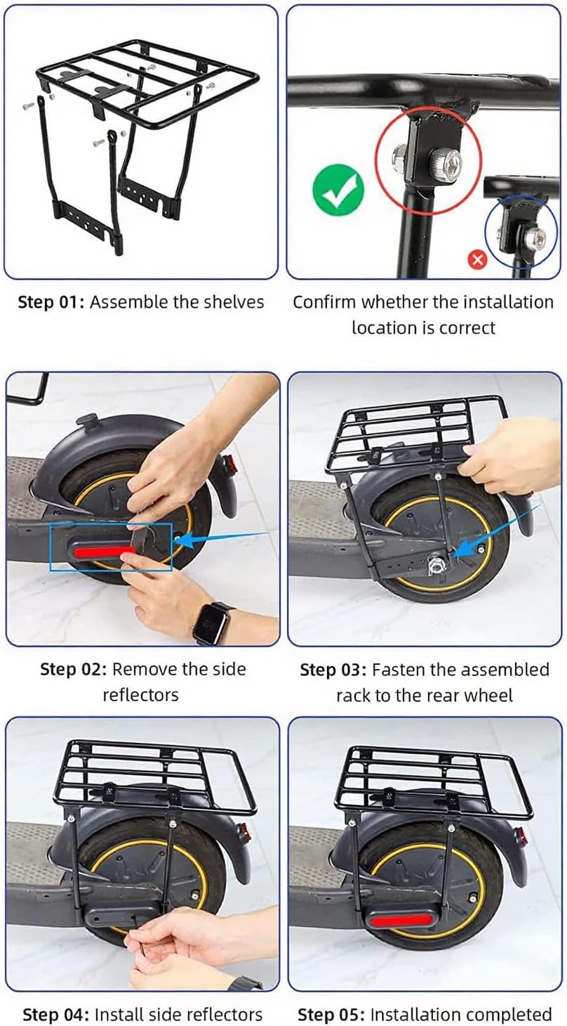 Rear Shelf Compatible with Segway Ninebot Max G30 G30LP Electric Scooter, Cargo Rack Accessories Thickened Steel Parts Designed for Heavy Loads