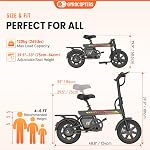 PixAI 14" Electric Bike for Adults & Teens Gyrocopters | Upto 70km PAS Range | Upto 32km/hr Speed | Free Smart Anti-Theft GPS Tracker, Dual Rider E-Bike | UL 2849 Safety Certified