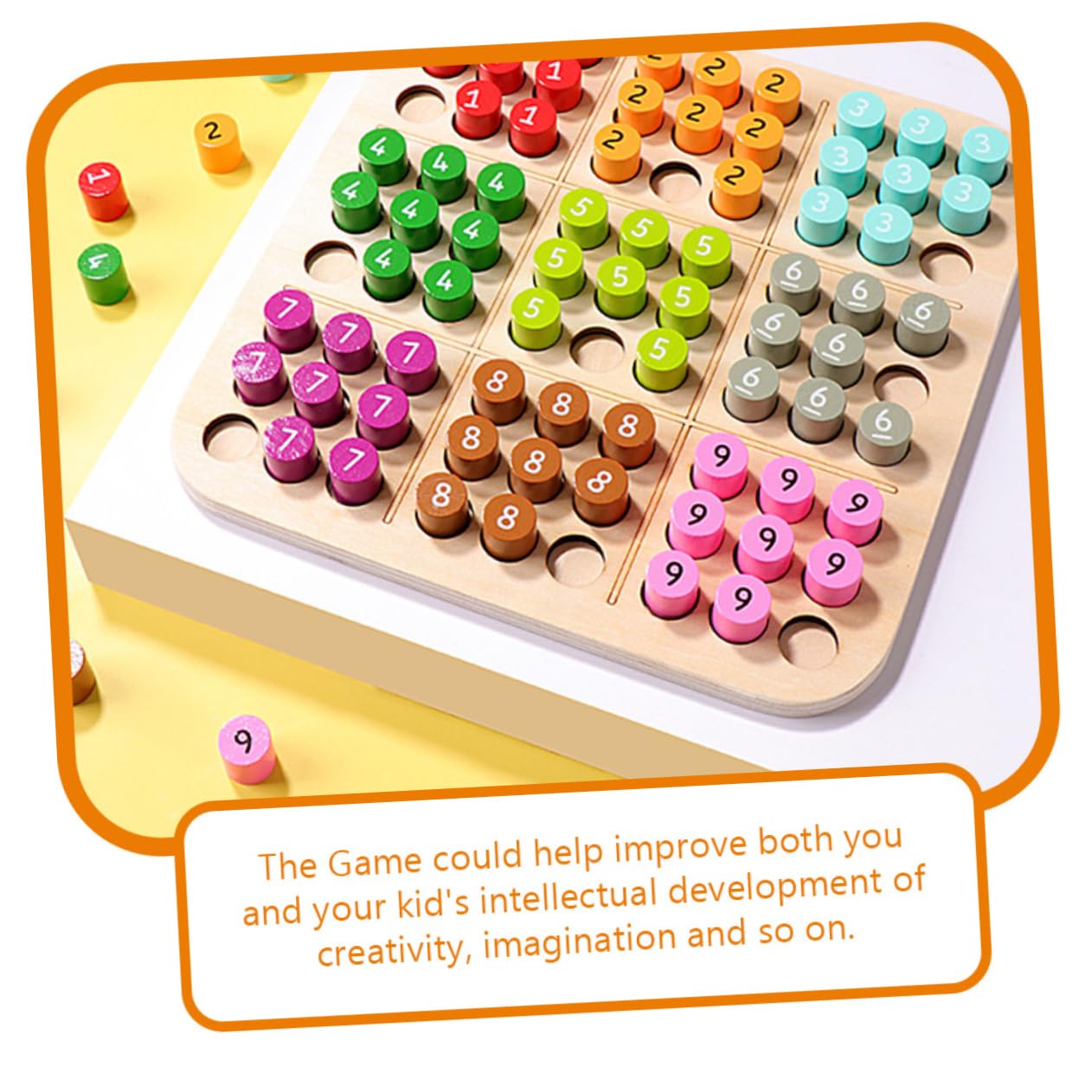 UPKOCH Holz Sudoku Brettspiel Lernspiel Denkspiel Holz Steckspiel Denkspiel für Vorschule Hand Augen Koordination und Gedächtnistraining Tragbar und Langlebig