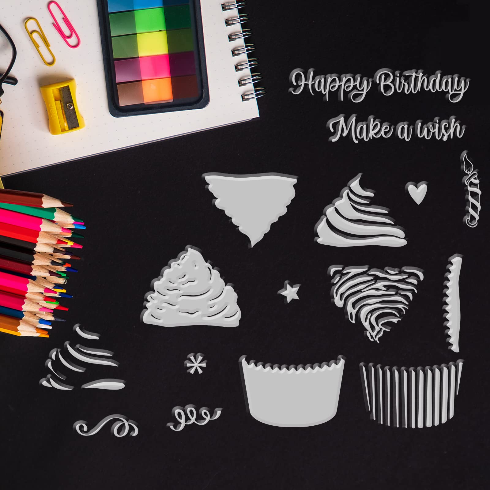 GLOBLELAND Timbri Trasparenti In Silicone 'Buon Compleanno' In Francese – 16x11 Cm, Per Scrapbooking Fai Da Te