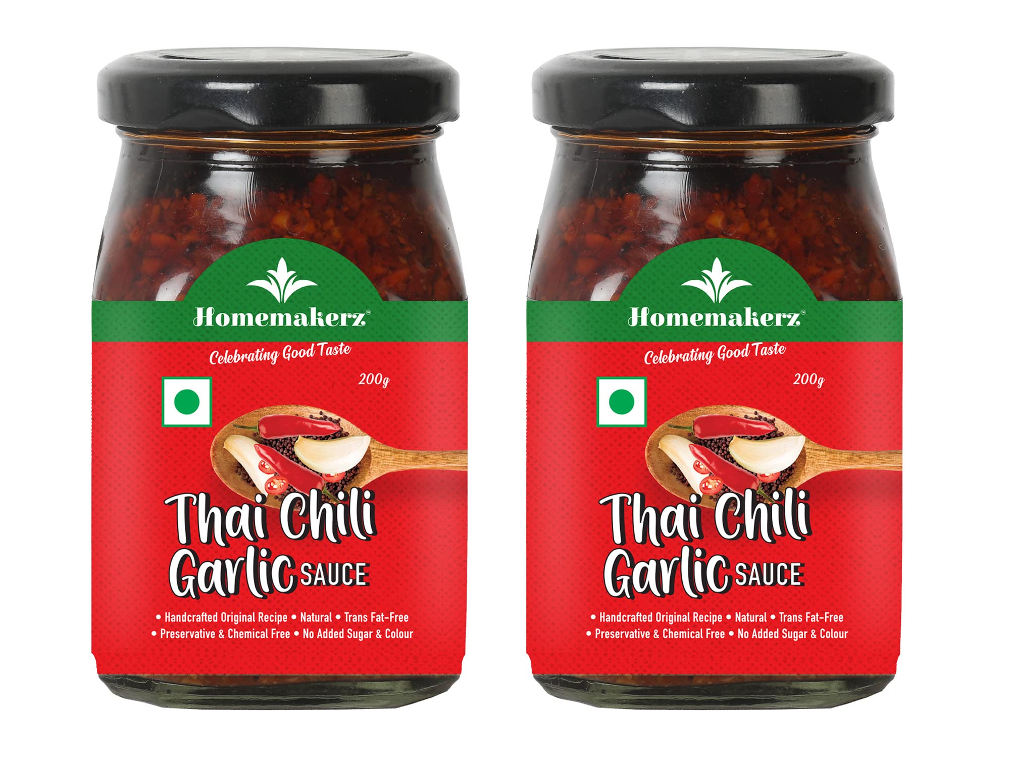 Homemakerz Thai Chili Garlic Sauce Pack of 2 - Hot Garlic Sauce - 200 gm Each - Preservative Free, Chemical Free & Trans Fat-Free (B08FH3BGJR) Amazon Price History, Amazon Price Tracker