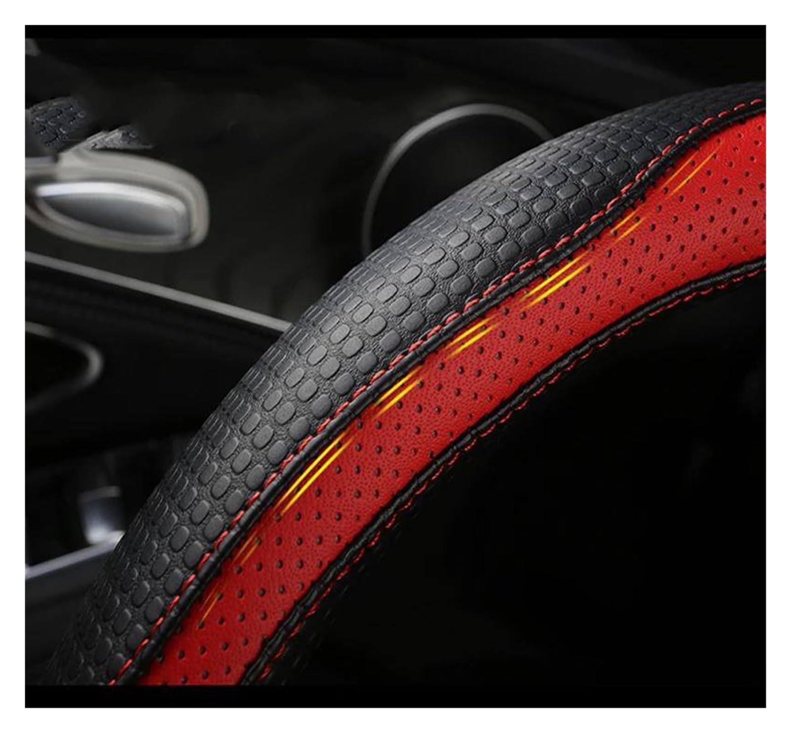 Pokrowiec na kierownicę do samochodu z mikrofibry i skóry, do Peugeot 208 2012-2018, Peugeot 308 2014-2021, Peugeot 2008 2013-2018, czerwony