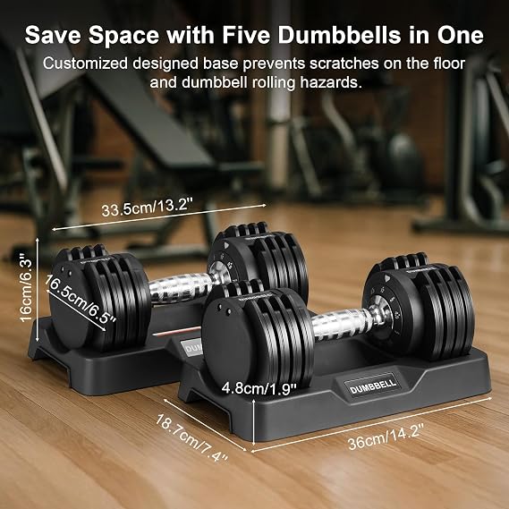 Adjustable Dumbbell Set, 5-in-1 Free Weight Dumbbell for Home Gym