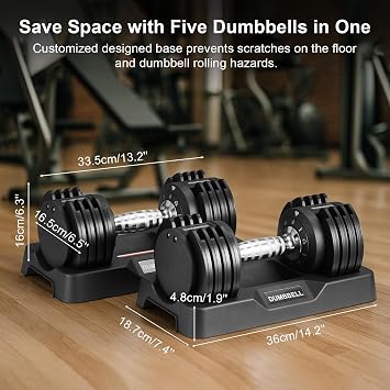 Adjustable Dumbbell Set, 5-in-1 Free Weight Dumbbell for Home Gym