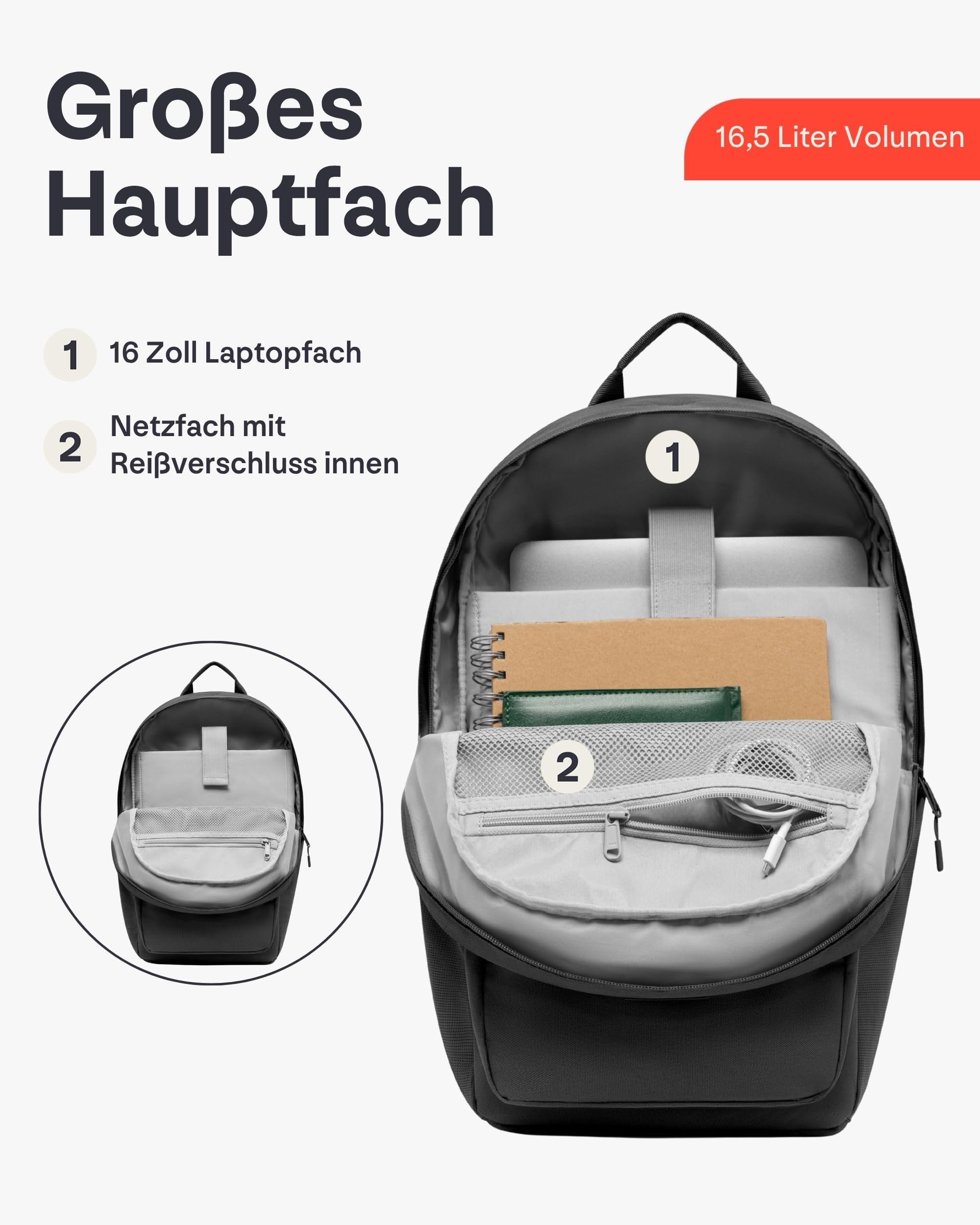 Johnny Urban Schulrucksack Teenager Schwarz - Moritz - Schultasche für Jungen & Mädchen - 17 Liter - Casual Tagesrucksack mit Laptopfach für Schule & Freizeit - Wasserabweisend