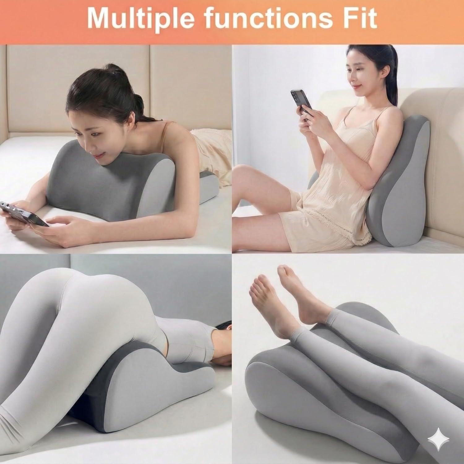 Ergonomic Memory Foam Wedge Pillow for Couples, Intimacy & Love Pillow for Adult Play, Bed Reading Cushion for Back Pain and Acid Reflux Relief (Grey)