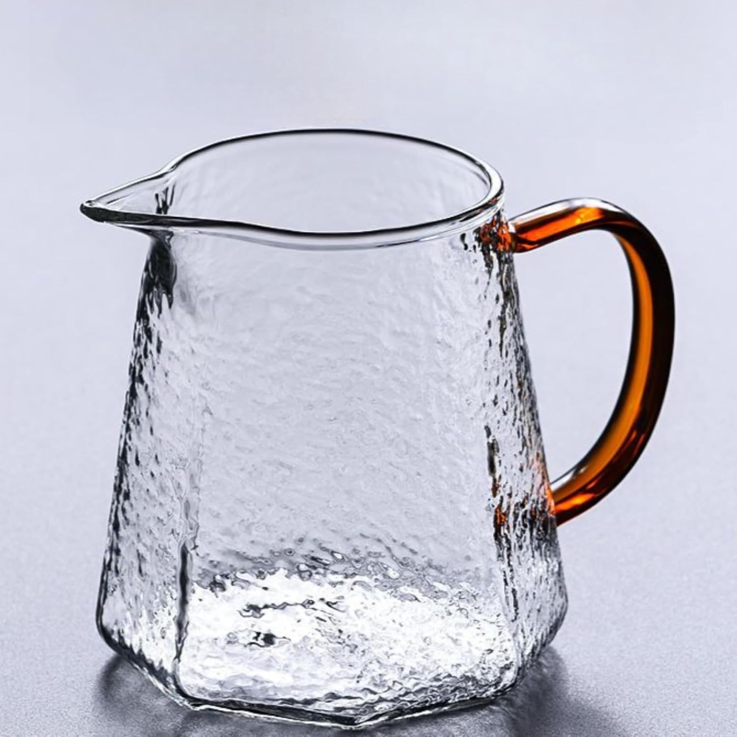 Hammered Texture Glass Fairness Cup, 480ml 16.4oz, Heat-resistant Japanese-style Kung Fu Tea Set Accessories