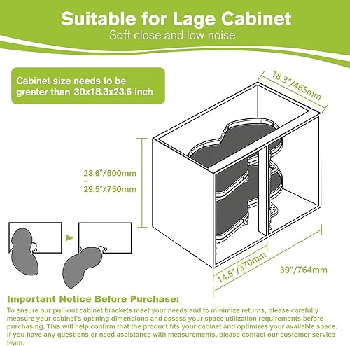 Miniatura 5 de Organizador extraíble de armario de esquina ciega, organizador de gabinete extraíble de cierre suave de 36 pulgadas, gabinete de esquina Lazy Susan
