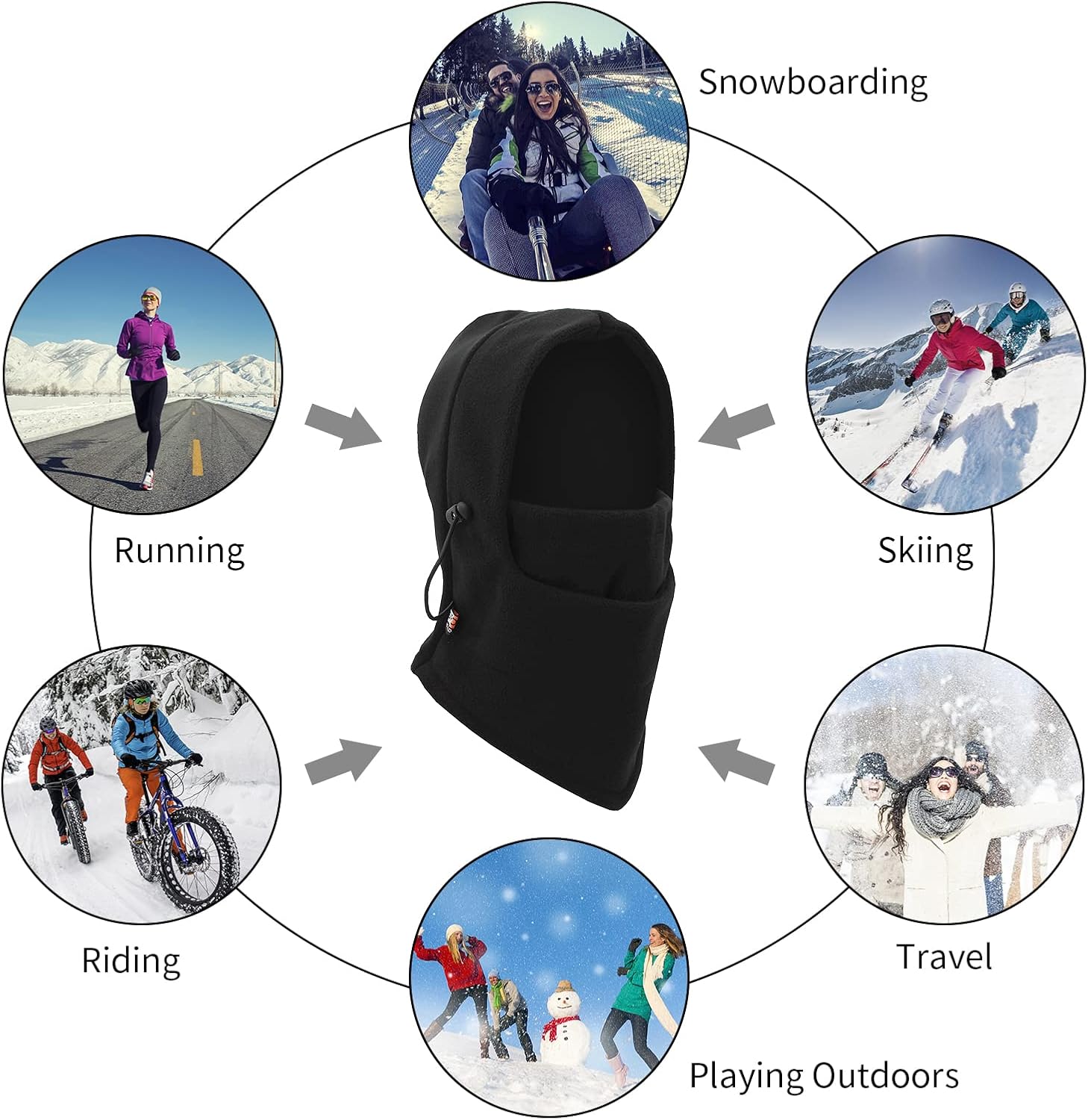 X-CHENG Balaclava Ski Mask Neck Mask for Winter,Warm and Windproof Fleece Sports for Unisex (Black+Black)